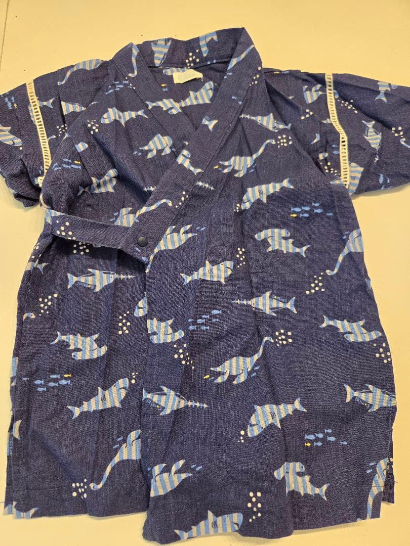 美品✨【Combimini】魚柄甚平 ネイビー 110cm — image 3