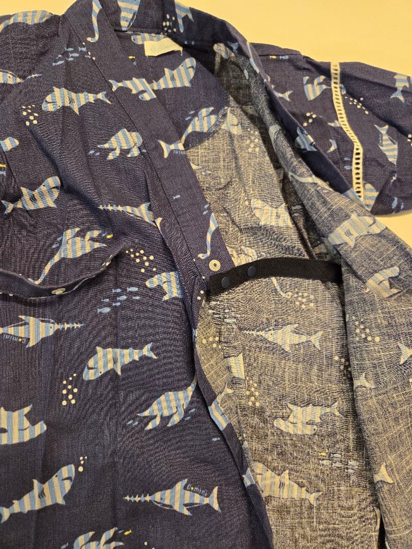 美品✨【Combimini】魚柄甚平 ネイビー 110cm — image 4
