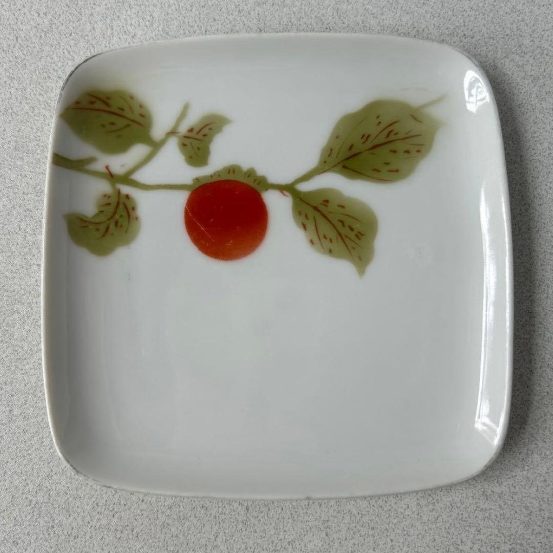 【週末セール】深川製磁　柿の絵柄角皿 4枚セット — image 3