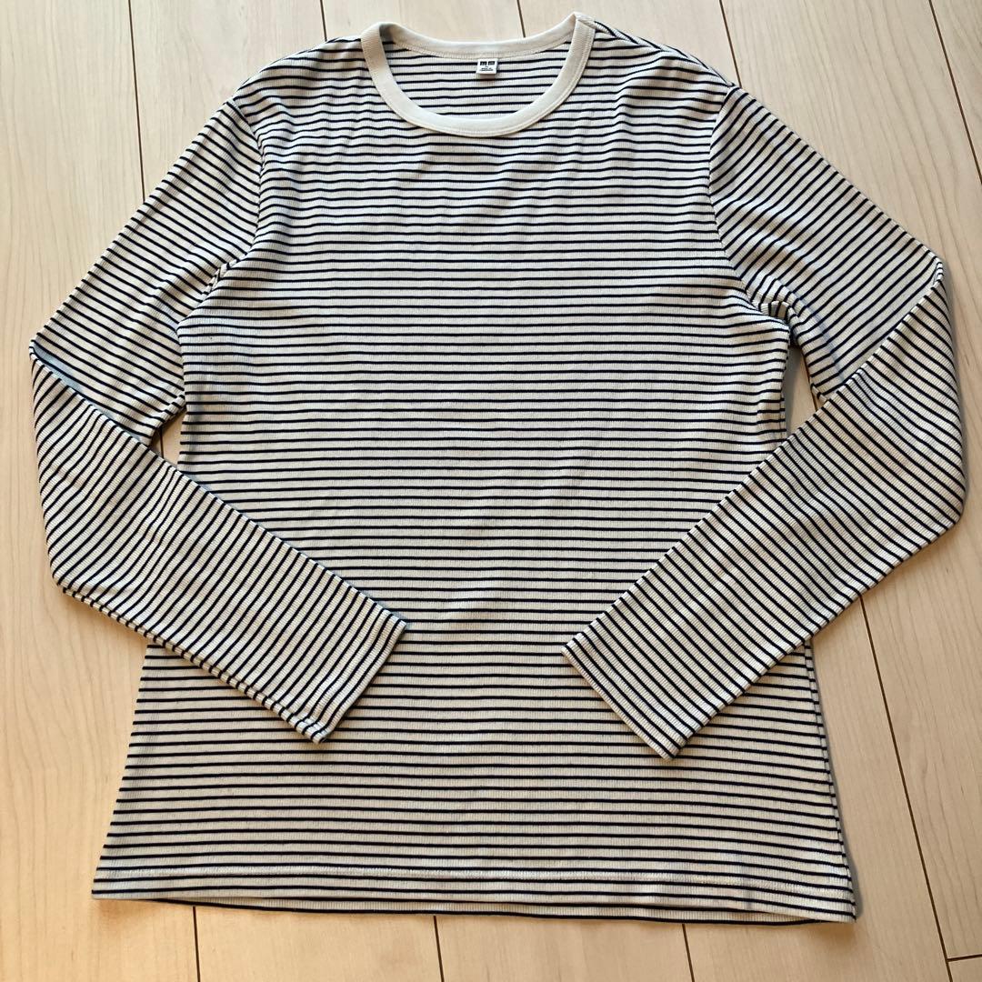 ユニクロ　ソフトリブT ボーダー　XLサイズ — image 2