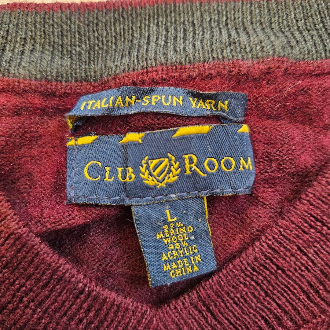 上質✨CLUB ROOM 【L】 ボルドー　ニットセーター　Vネック　メリノ — image 2