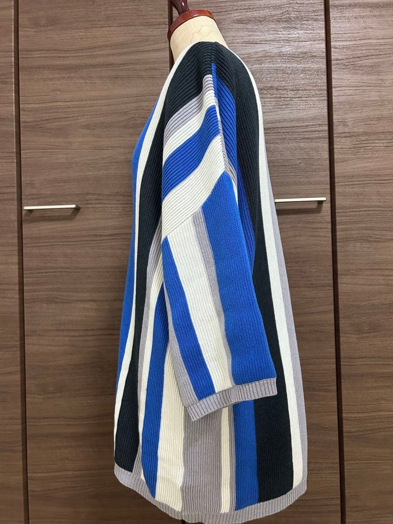 AZUL メンズ ストライプ 7分袖 ニット セーター サイズ L — image 2