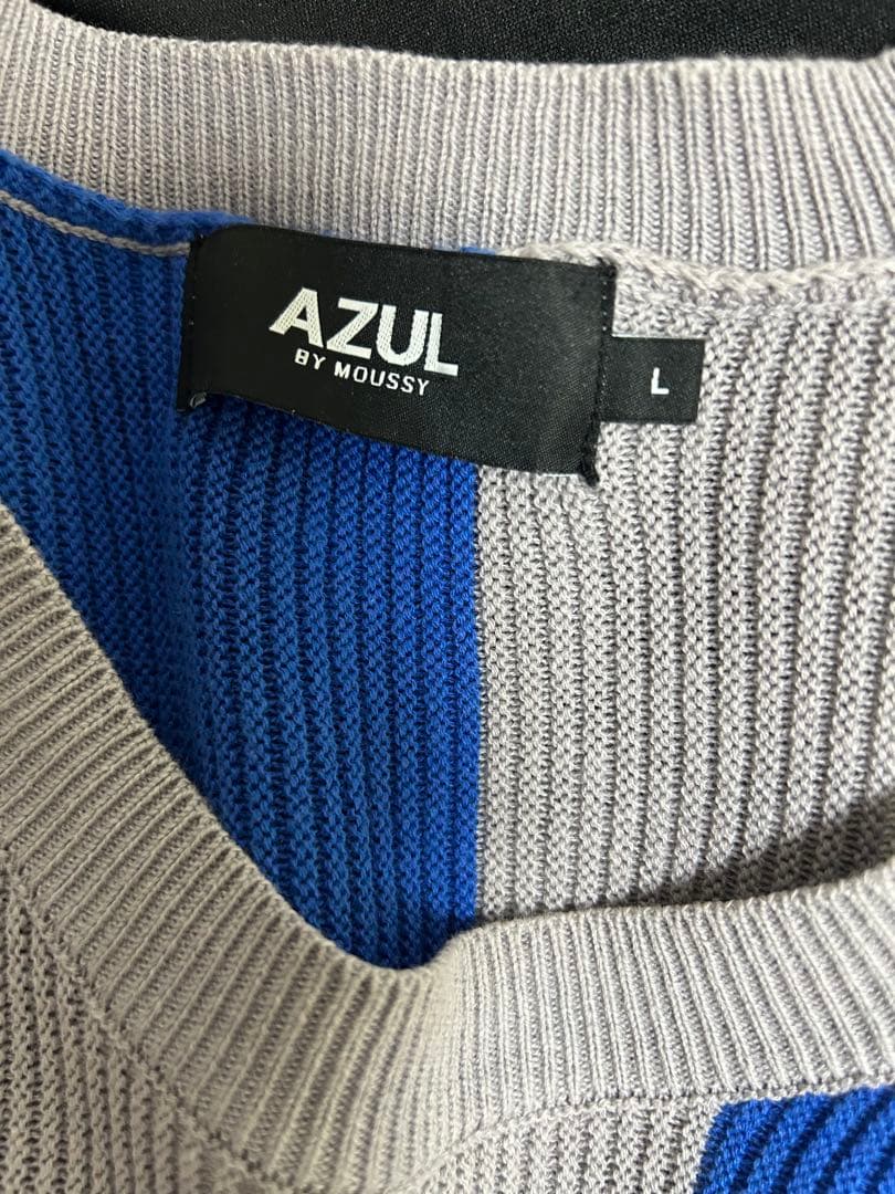 AZUL メンズ ストライプ 7分袖 ニット セーター サイズ L — image 5
