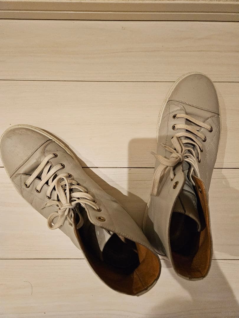MARC JACOBS グレー×ホワイト レザー ハイカットスニーカー — image 3