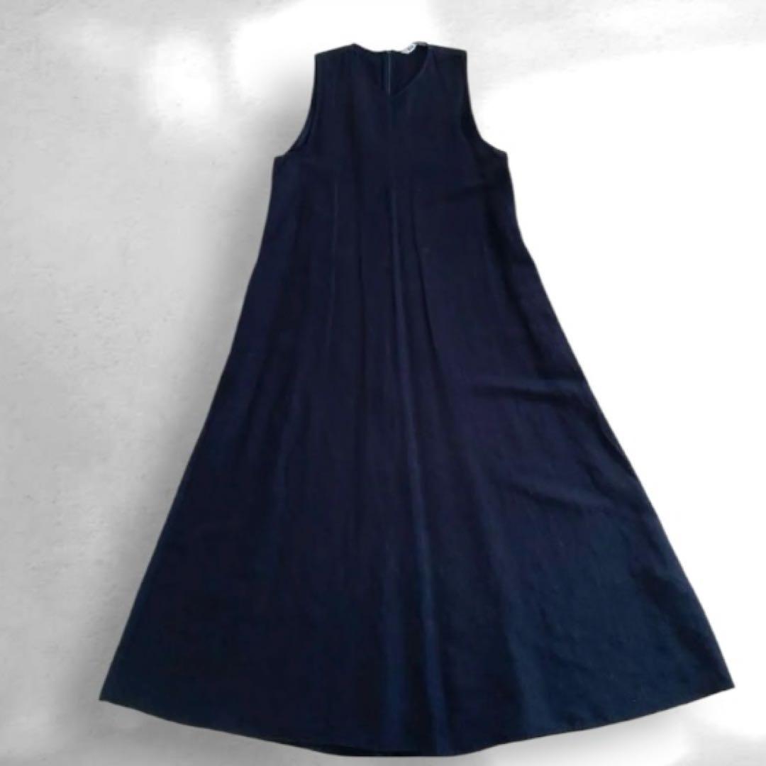 《ZARA》美品　パフリネンブレンドワンピース　ブラック　麻綿　ノースリーブ　M — image 4