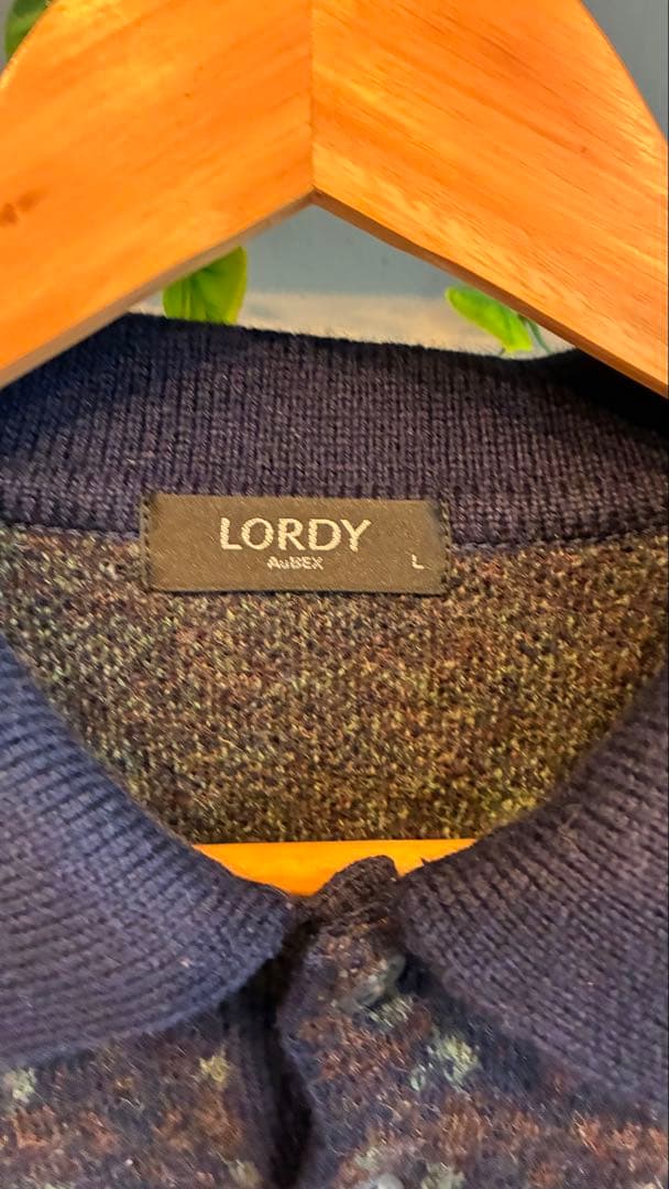 LORDY ネイビー 花柄 ポロニット Lサイズ — image 3