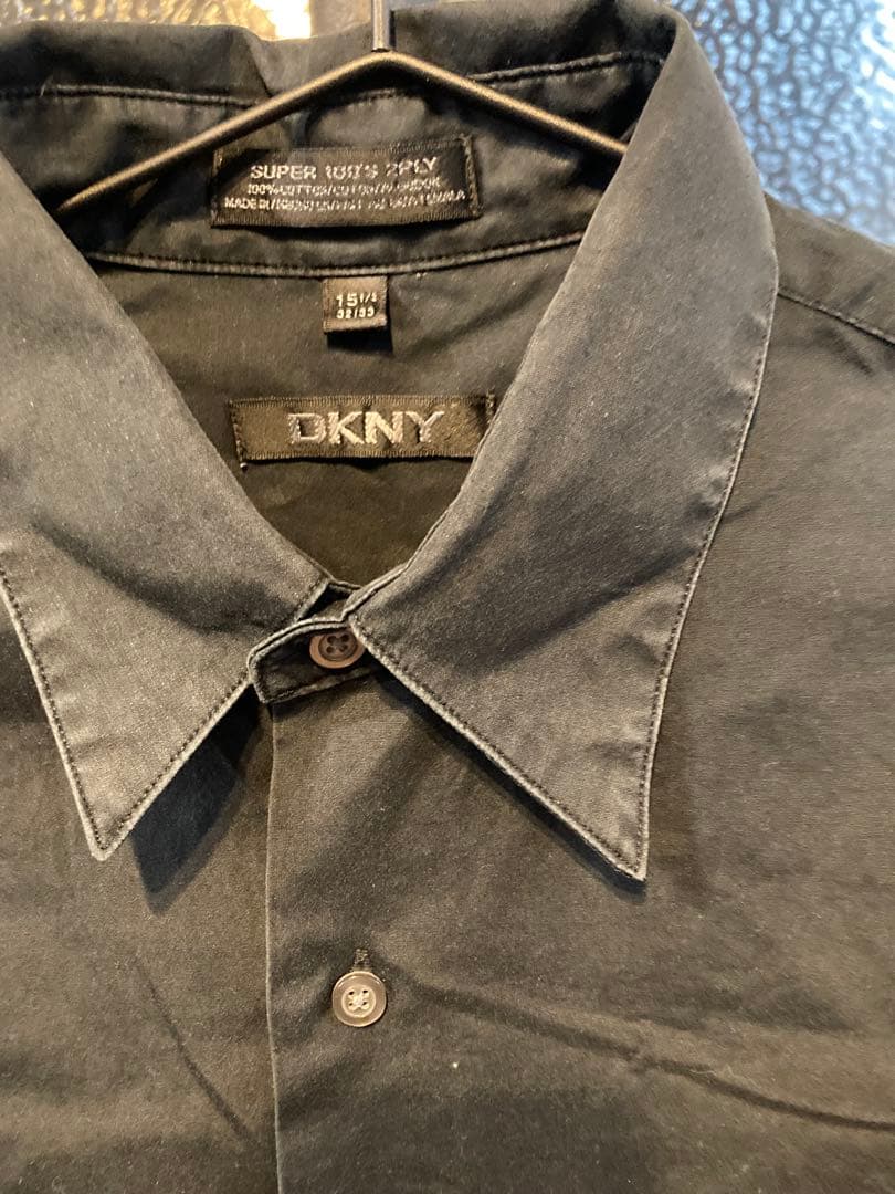 高級素材！DKNY ダナキャラン ドレスシャツ　ブラック　Ｌ相当 — image 4