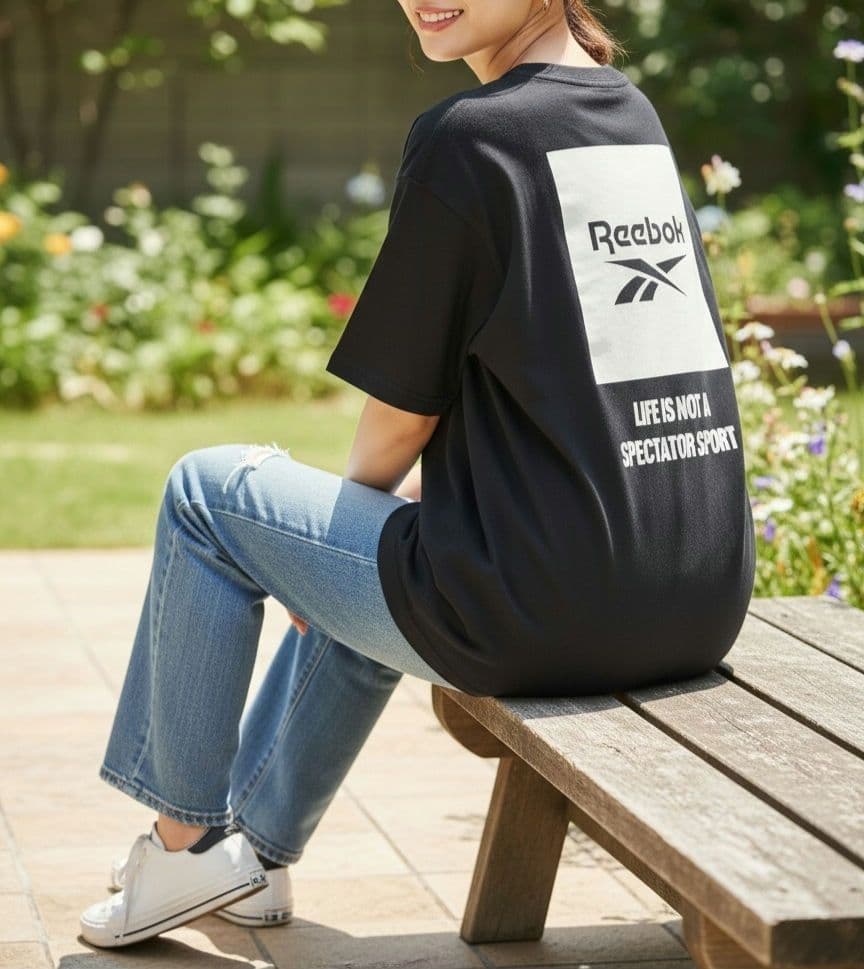 【新品】Reebok リーボック ワイドTシャツ ブラック バックロゴ — image 3