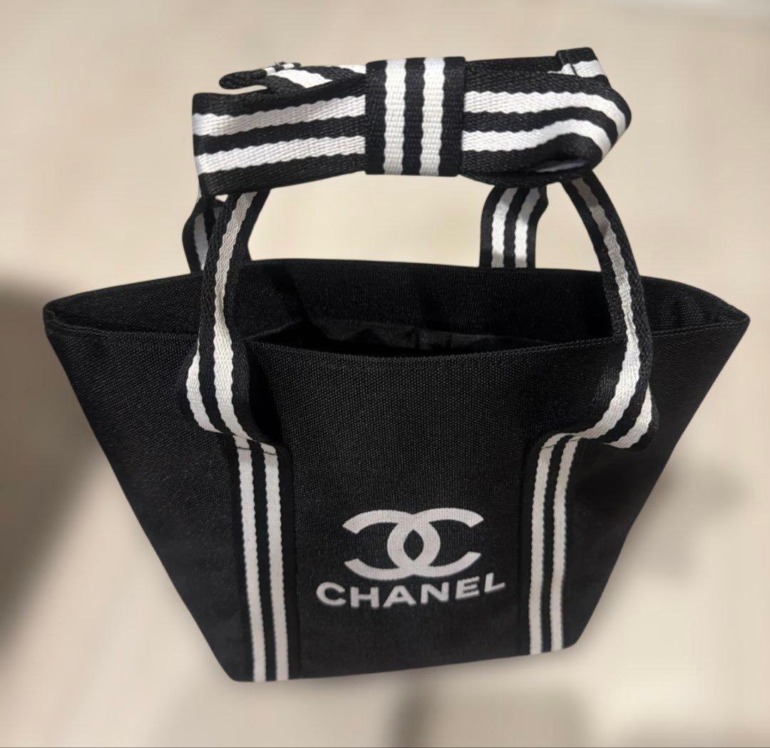 CHANELシャネルノベルティトートバッグリボンブラック黒ハンドバッグ — image 2