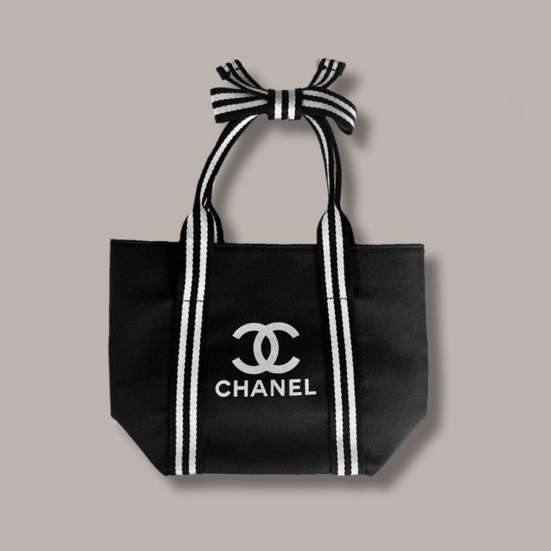 CHANELシャネルノベルティトートバッグリボンブラック黒ハンドバッグ — image 3