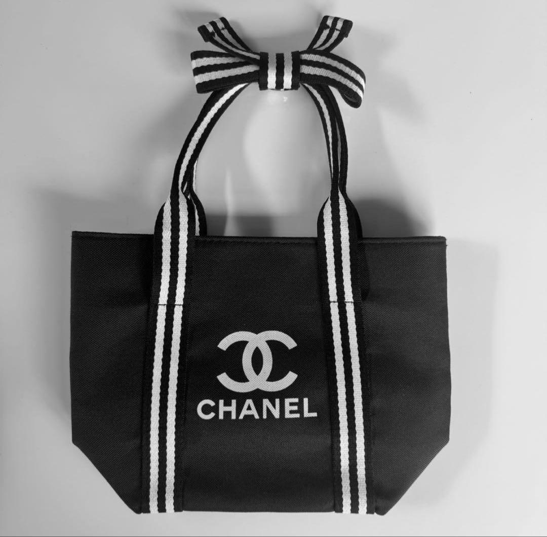 CHANELシャネルノベルティトートバッグリボンブラック黒ハンドバッグ — image 4