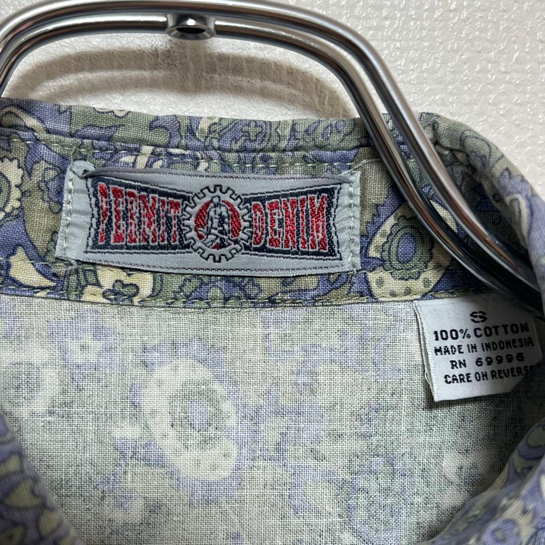 PERMIT DENIM ペイズリー ボタニカル 総柄 半袖シャツ グリーン S — image 5