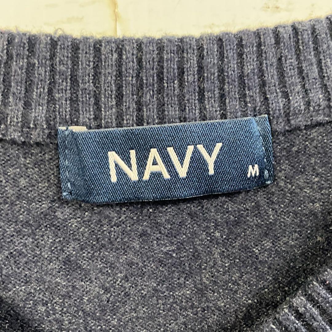 NAVY Vネック ニット セーター M ネイビー きれいめ カジュアル メンズ — image 3