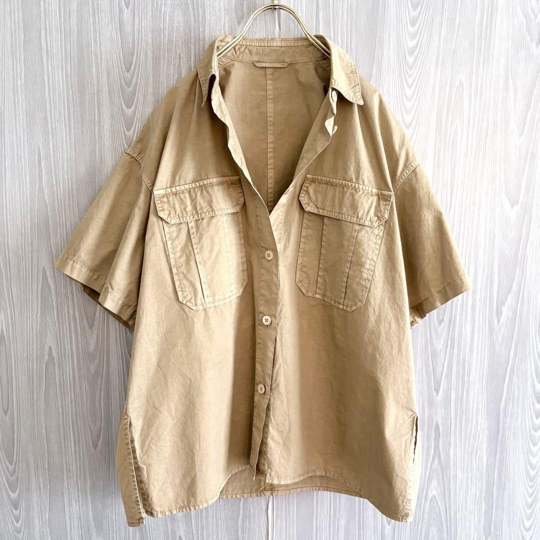 24SS完売品 スピックアンドスパン ガーメントダイサファリシャツ ベージュ F — image 2