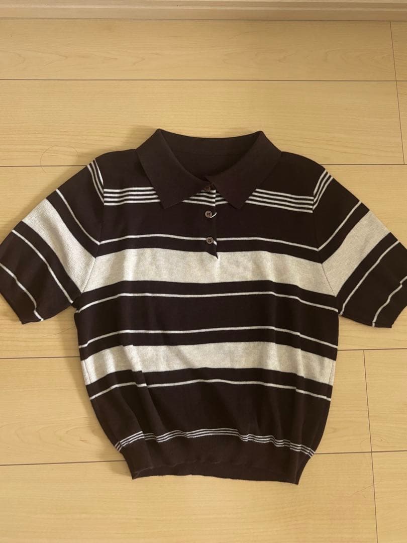 SELECT MOCA ボーダー ポロニット 半袖 — image 2