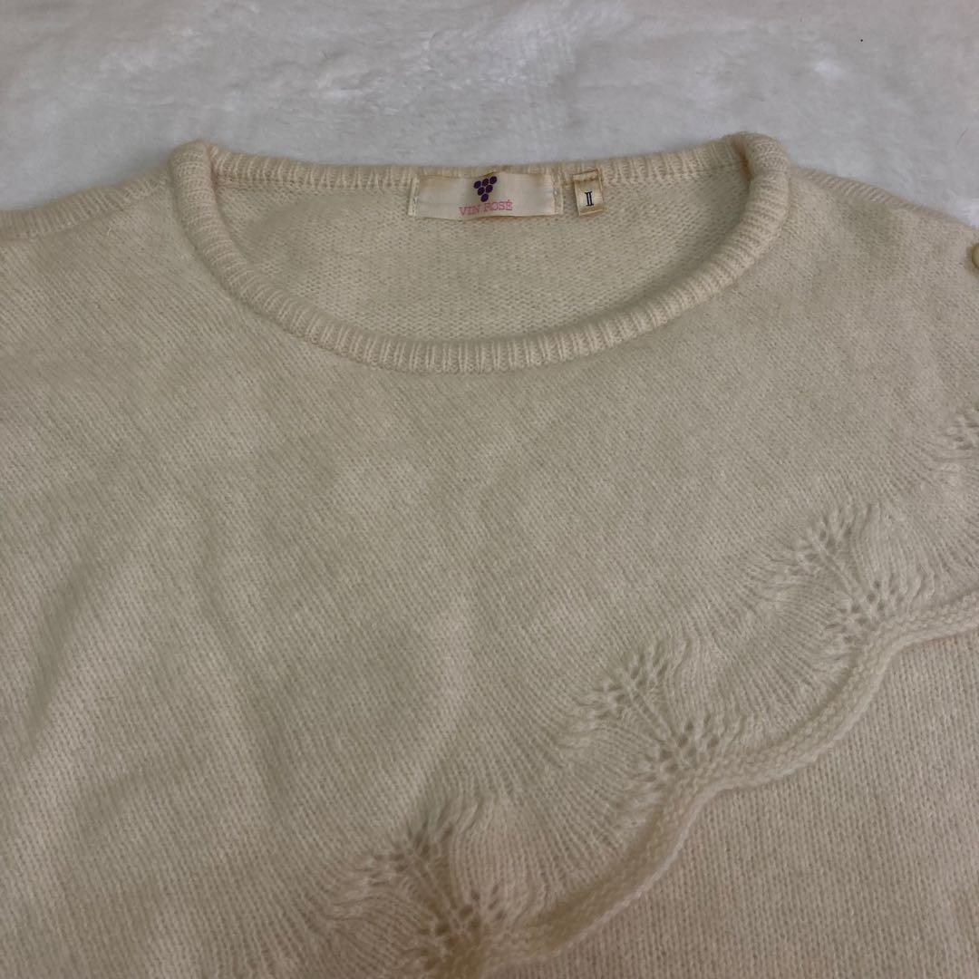 VIN ROSE ニット　セーター　クリーム色 ウール90%(内アンゴラ20%) — image 2
