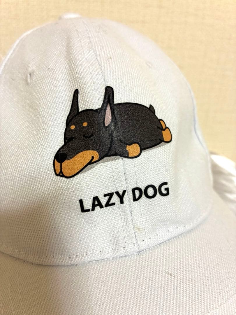 ドーベルマン キャップ 犬柄 ホワイト 白 調整可能 LAZY DOG — image 2