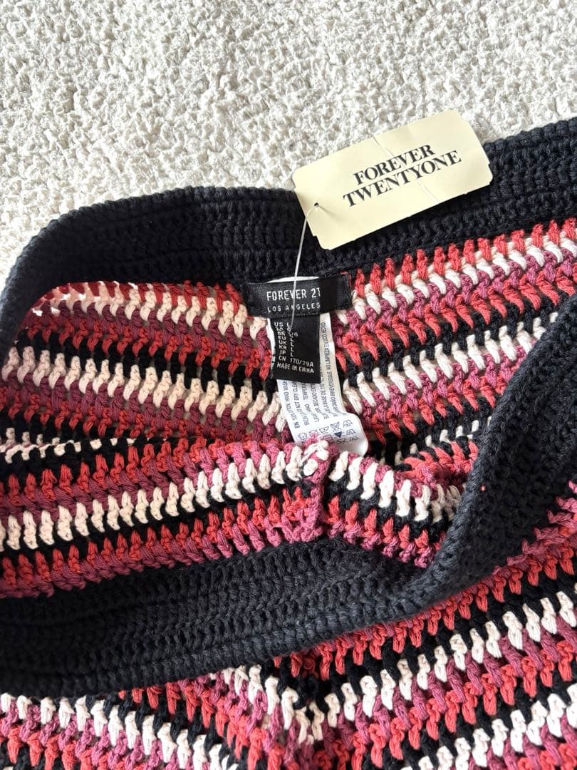 FOREVER21 クロシェニット ショートパンツ ボーダー柄 L 新品タグ付き — image 3