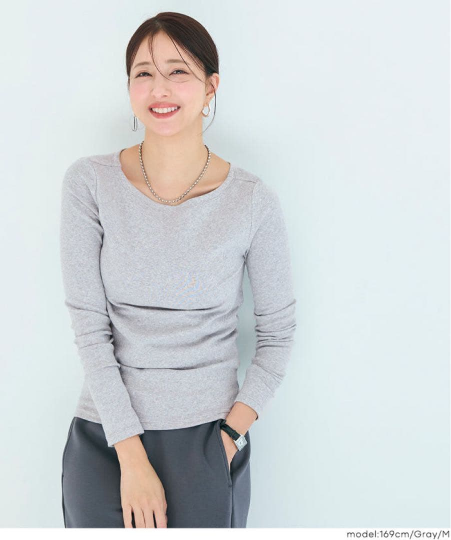 coca ボートネックロングTシャツ　グレー　S — image 2