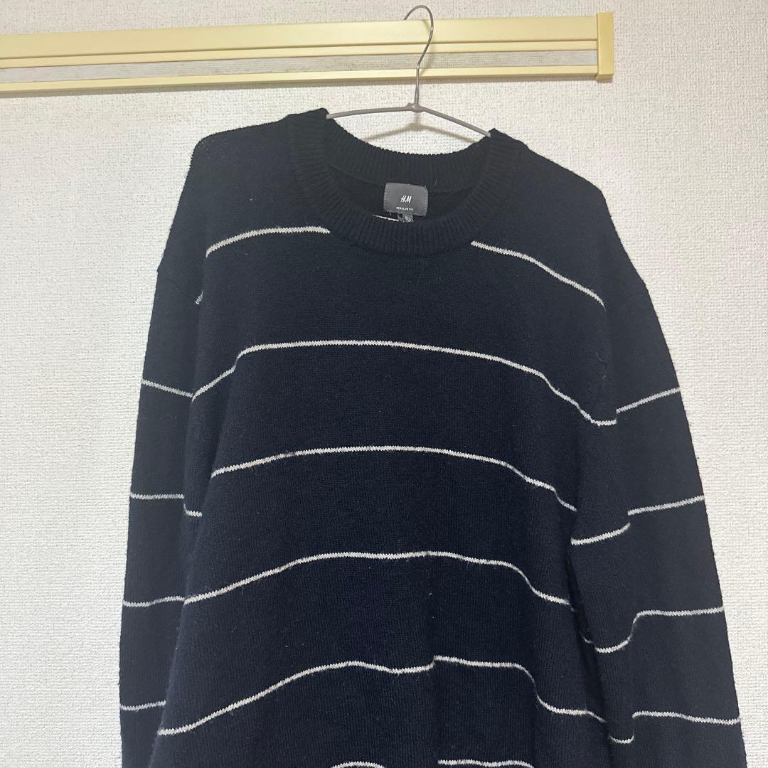 ㉟即日発送‼️H&M クルーネックニット ボーダー柄 ネイビーオーバーサイズ — image 2