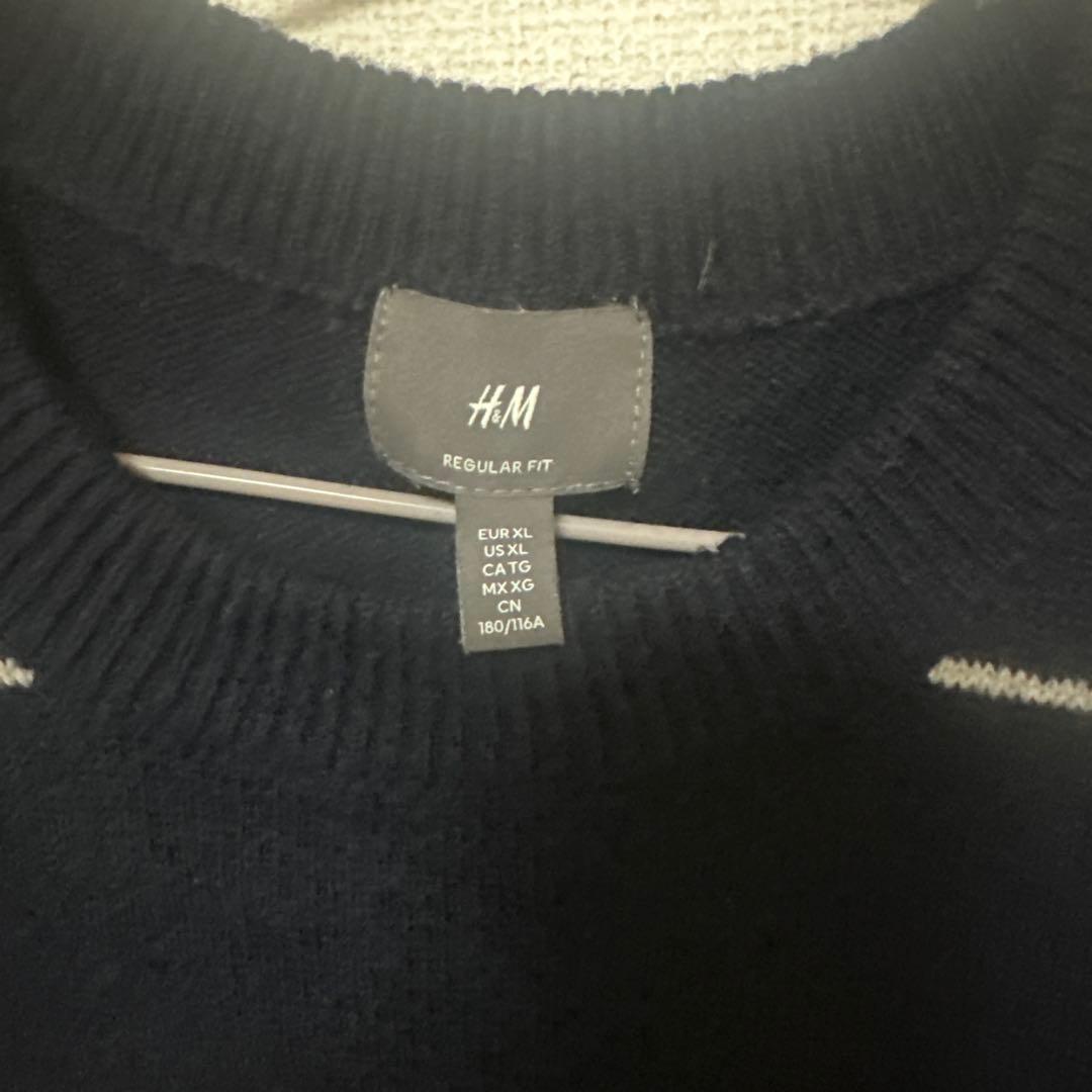㉟即日発送‼️H&M クルーネックニット ボーダー柄 ネイビーオーバーサイズ — image 4