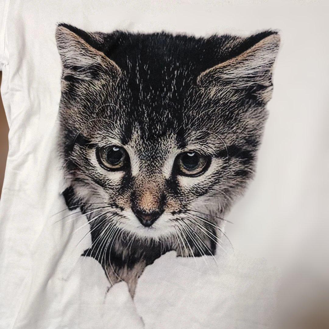 MEINUODUO 猫プリント 半袖Tシャツ ホワイト — image 2