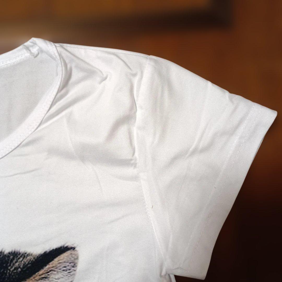 MEINUODUO 猫プリント 半袖Tシャツ ホワイト — image 3