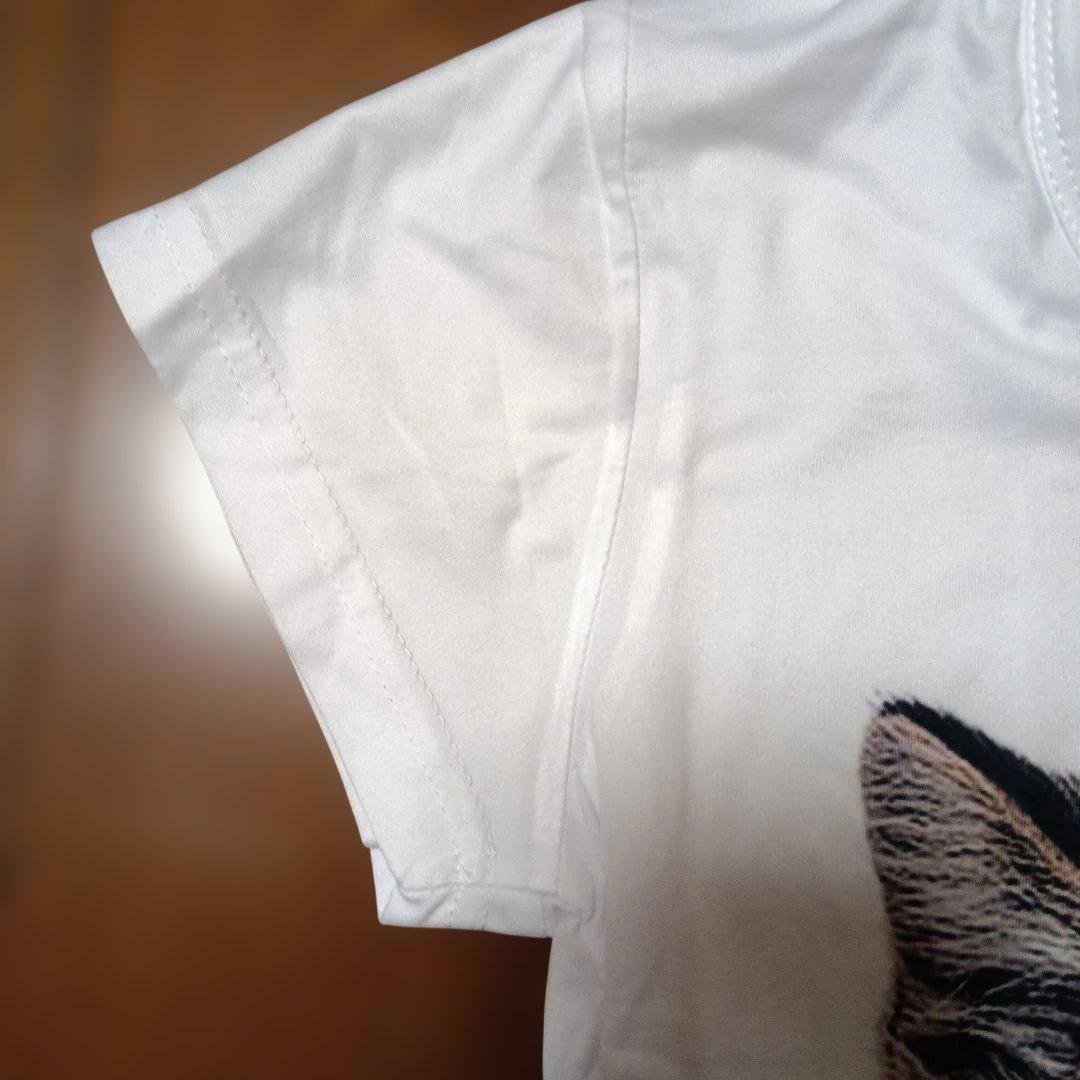 MEINUODUO 猫プリント 半袖Tシャツ ホワイト — image 4