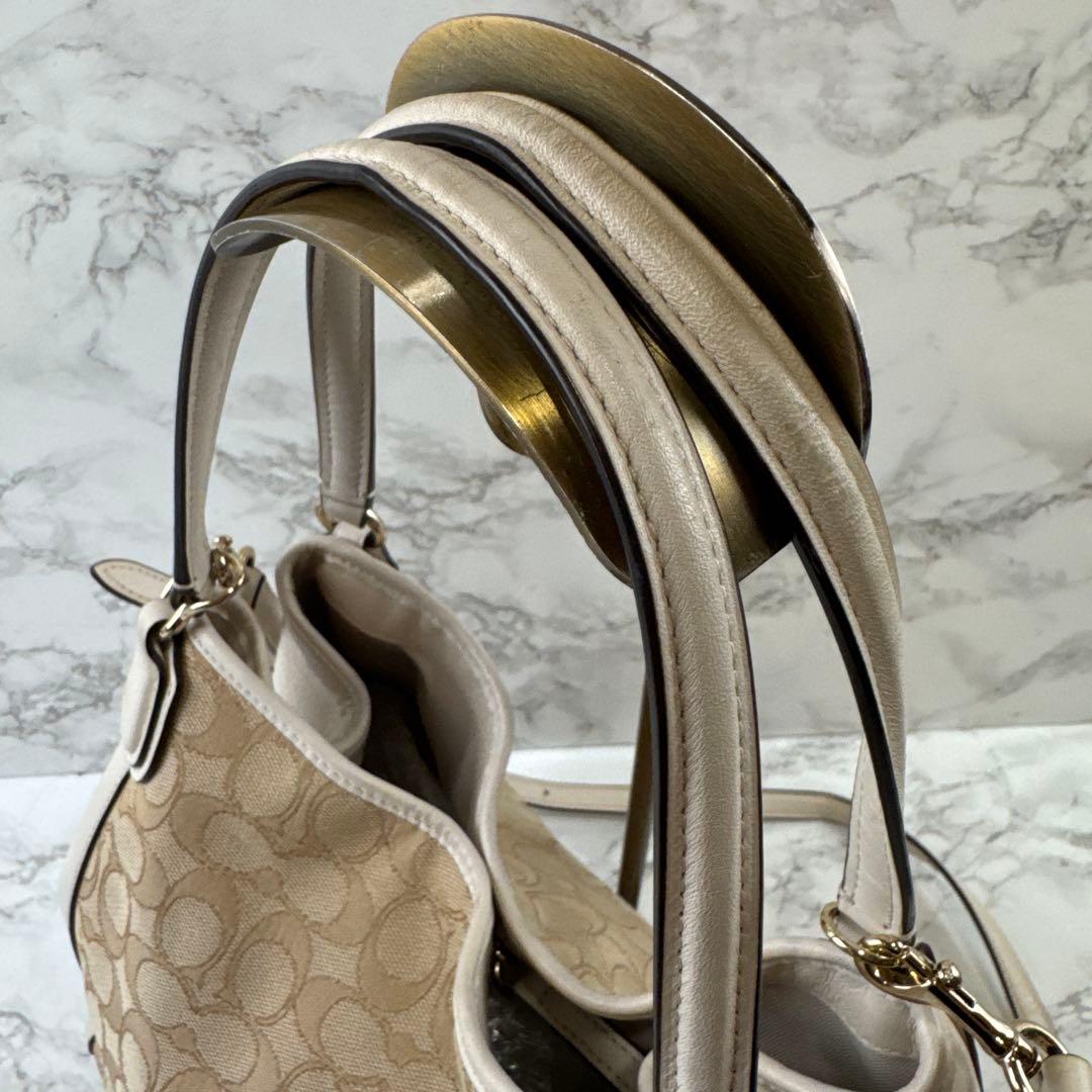 COACHコーチ ジャガード×本革レザー 2wayハンドバッグ ショルダーバッグ — image 3