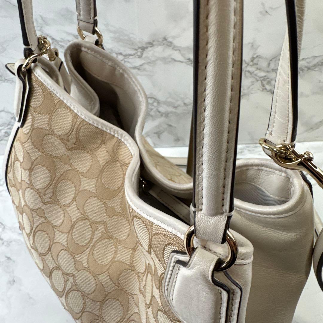 COACHコーチ ジャガード×本革レザー 2wayハンドバッグ ショルダーバッグ — image 5
