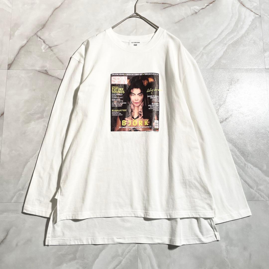 M19174 極美品　リリーブラウン×スピン　ロングスリーブTシャツ　白　F — image 2