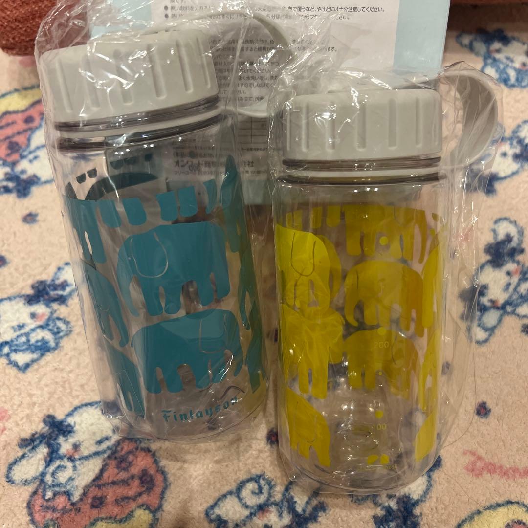 【新品未使用】Finlayson 水筒　象デザイン　360ml 2本セット箱付き — image 3