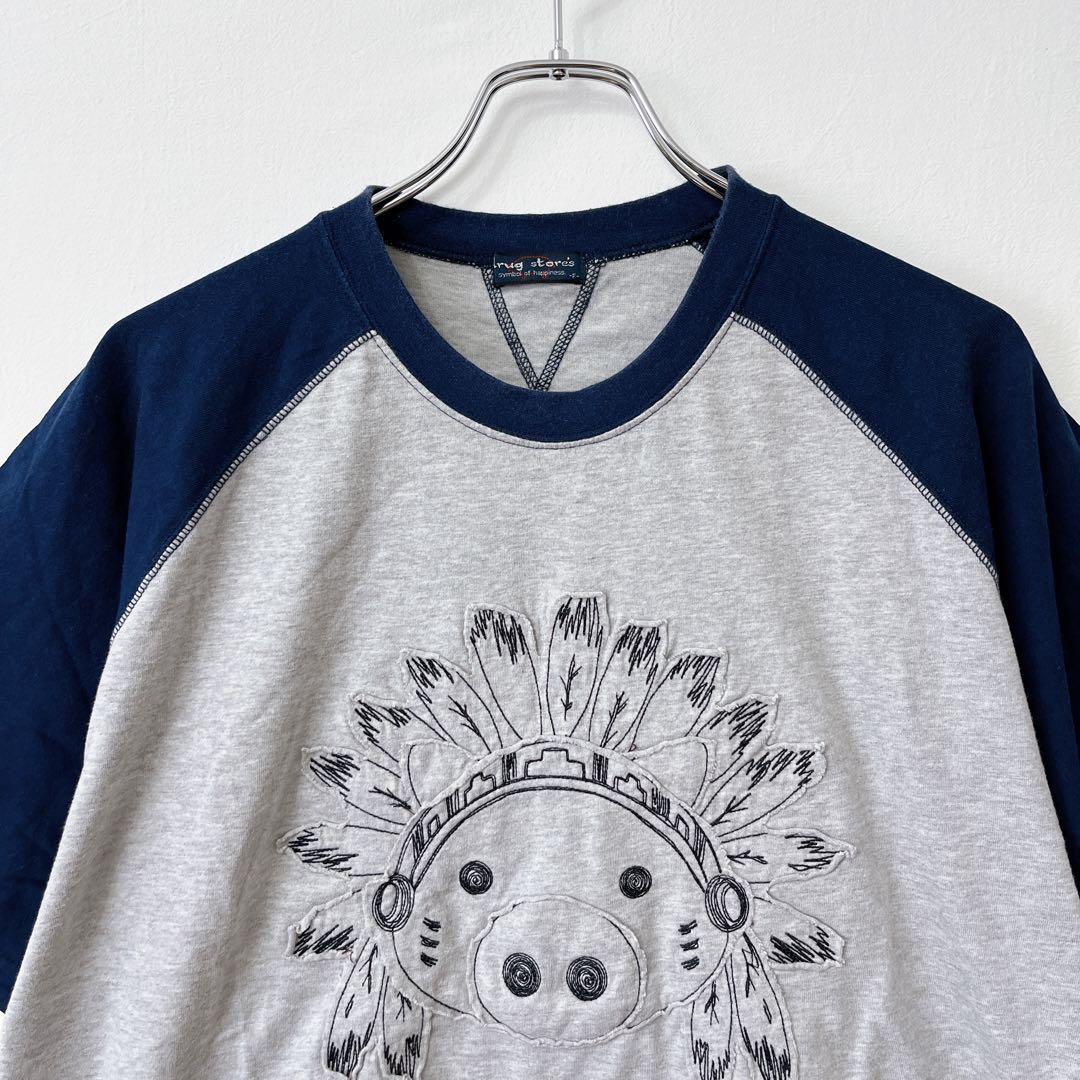 【ドラッグストアーズ】ラグランTシャツ ブタ ユニセックス フリーサイズ — image 2