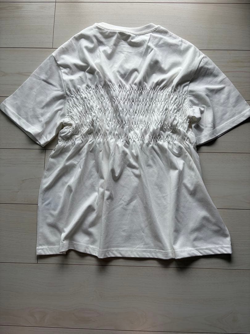 ロゴ刺繍 シャーリングTシャツ ホワイトM — image 2