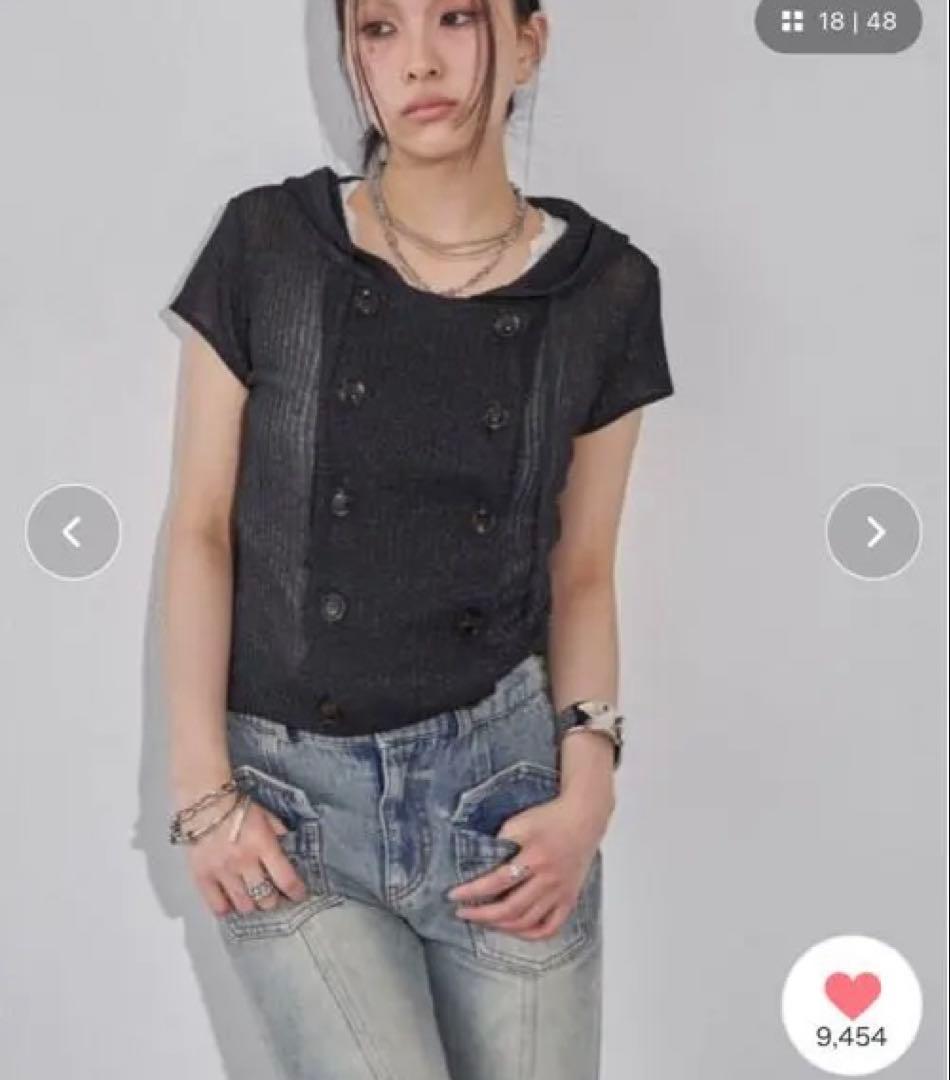 【新品】WHO'S WHO gallery シアーリブWボタンフーディ — image 3