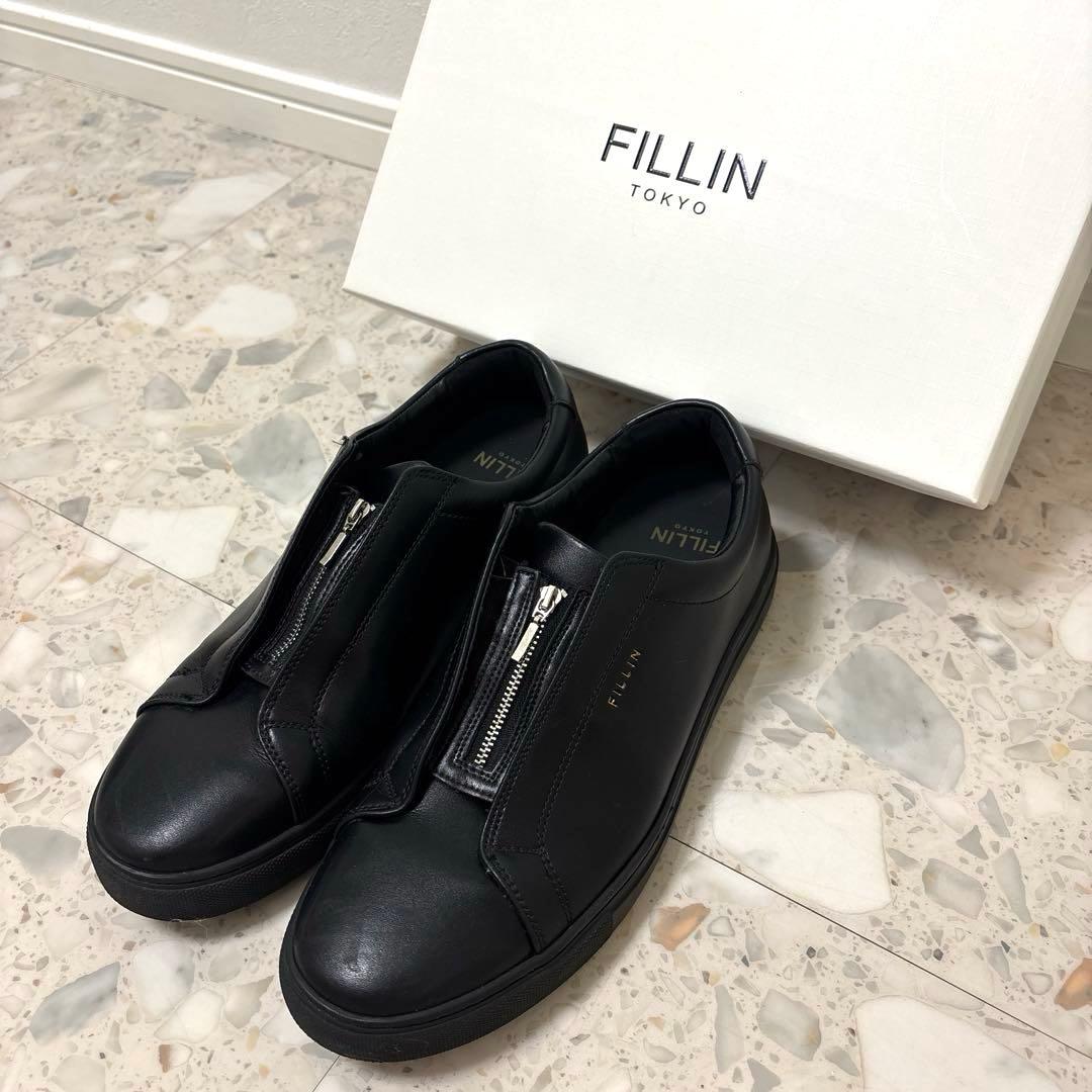 【美品・箱付き】FILLIN TOKYO フロントジップレザースニーカー 28黒 — image 2