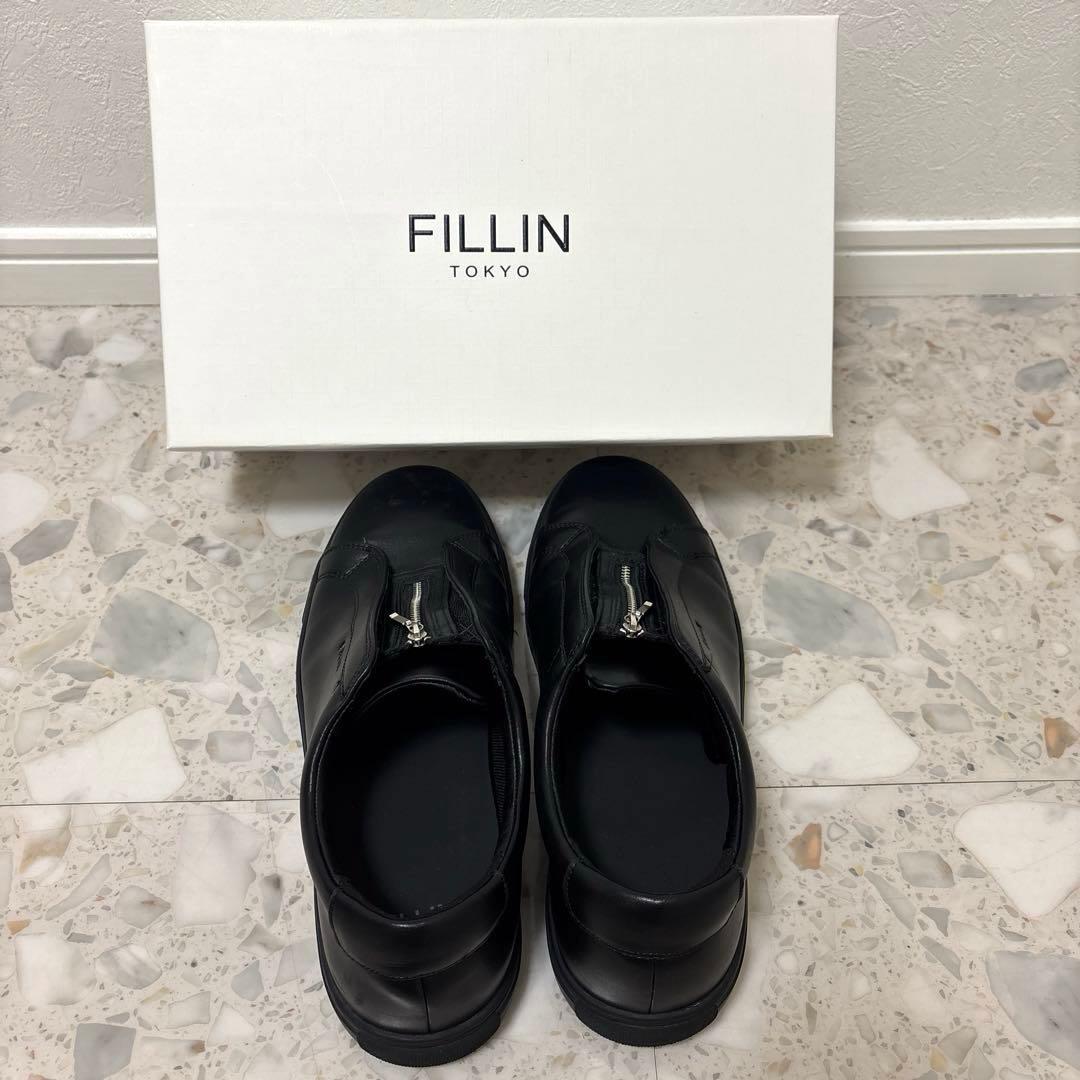 【美品・箱付き】FILLIN TOKYO フロントジップレザースニーカー 28黒 — image 4