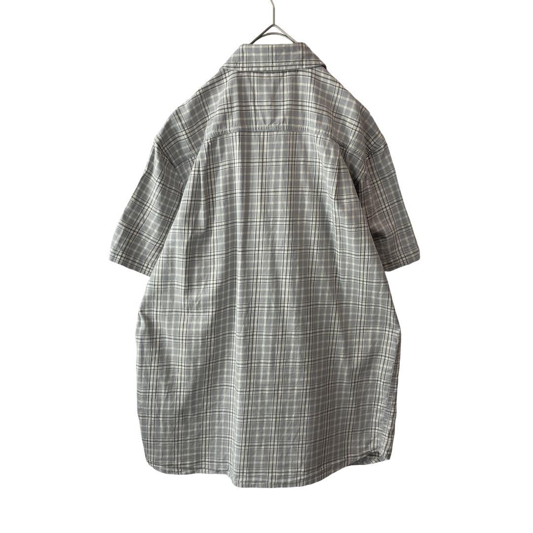 カーハート リラックスフィット チェック柄 半袖シャツ Wポケット グレー系 M — image 3