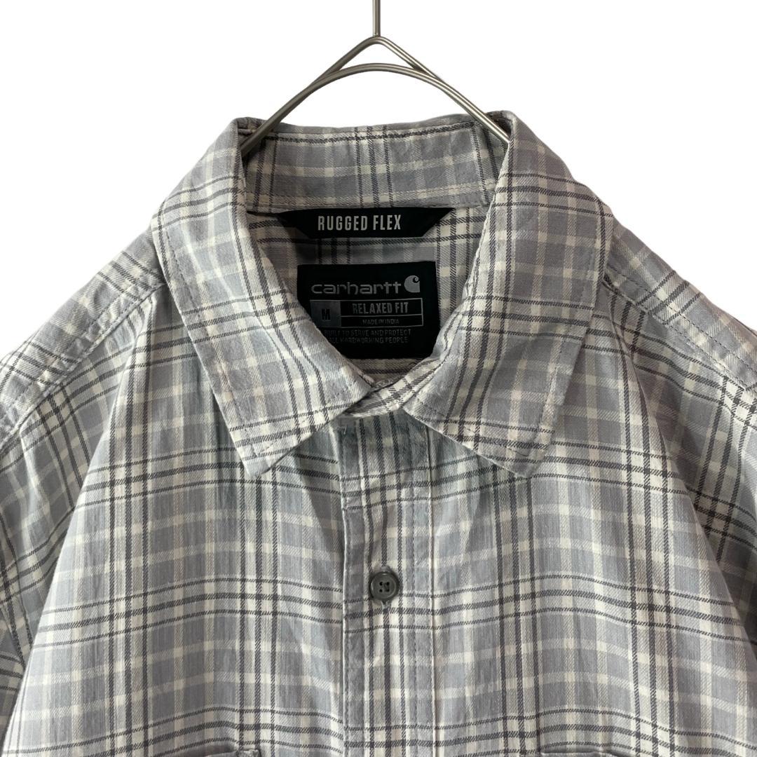カーハート リラックスフィット チェック柄 半袖シャツ Wポケット グレー系 M — image 4