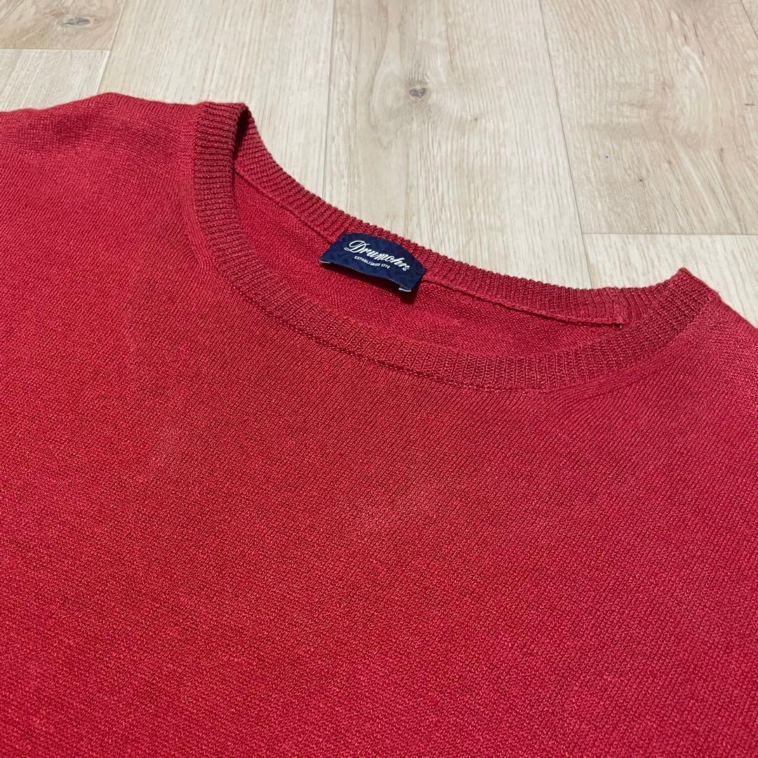 Drumohr リネン 麻 半袖サマーニット Tシャツ イタリア製　レッド　赤 — image 3