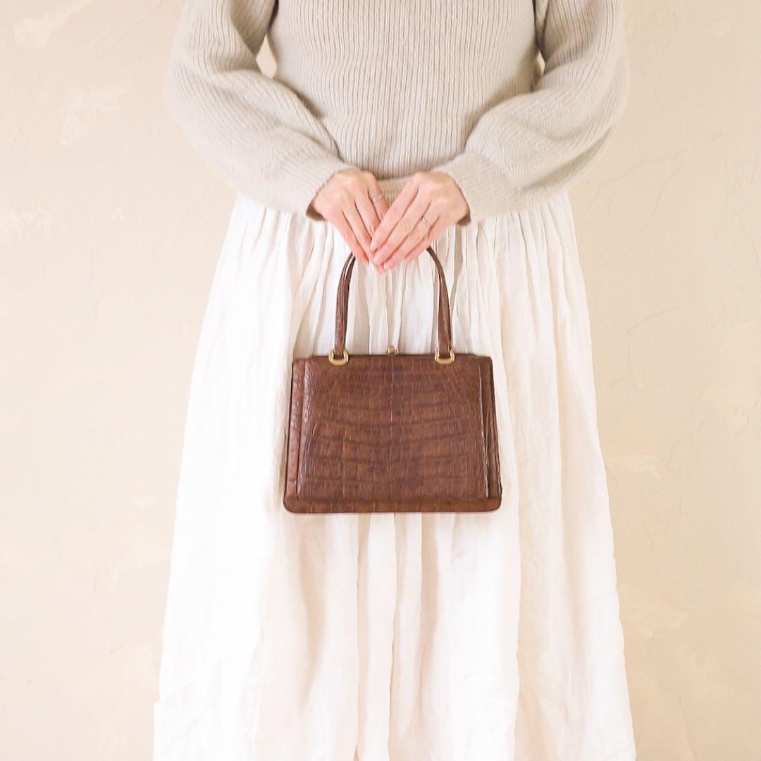 70s-80s ヴィンテージ Wilt-Croco 型押し ハンドバッグ がま口 — image 2