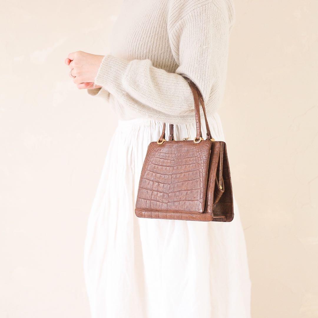 70s-80s ヴィンテージ Wilt-Croco 型押し ハンドバッグ がま口 — image 3