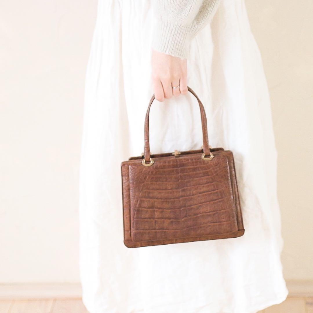 70s-80s ヴィンテージ Wilt-Croco 型押し ハンドバッグ がま口 — image 4