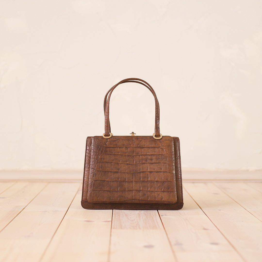 70s-80s ヴィンテージ Wilt-Croco 型押し ハンドバッグ がま口 — image 5