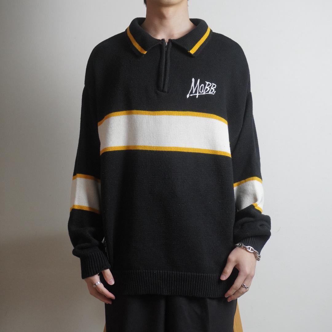 MOBB ハーフジップラガーニット ライン ブラックイエロー/VW320 — image 2