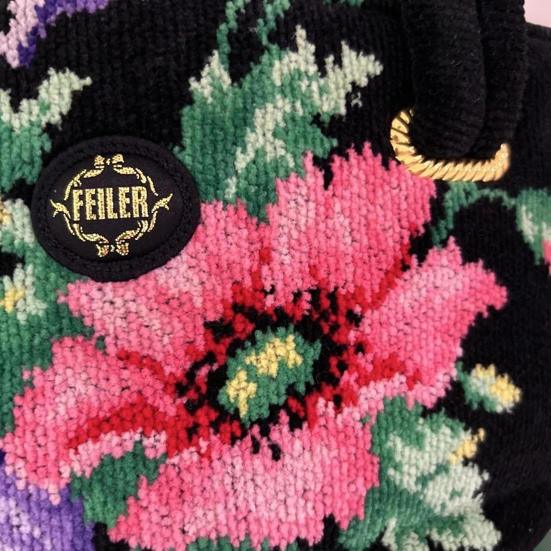 FEILER フェイラー 花柄 ハンドバッグ　取手金具付き　ファスナー有 — image 2