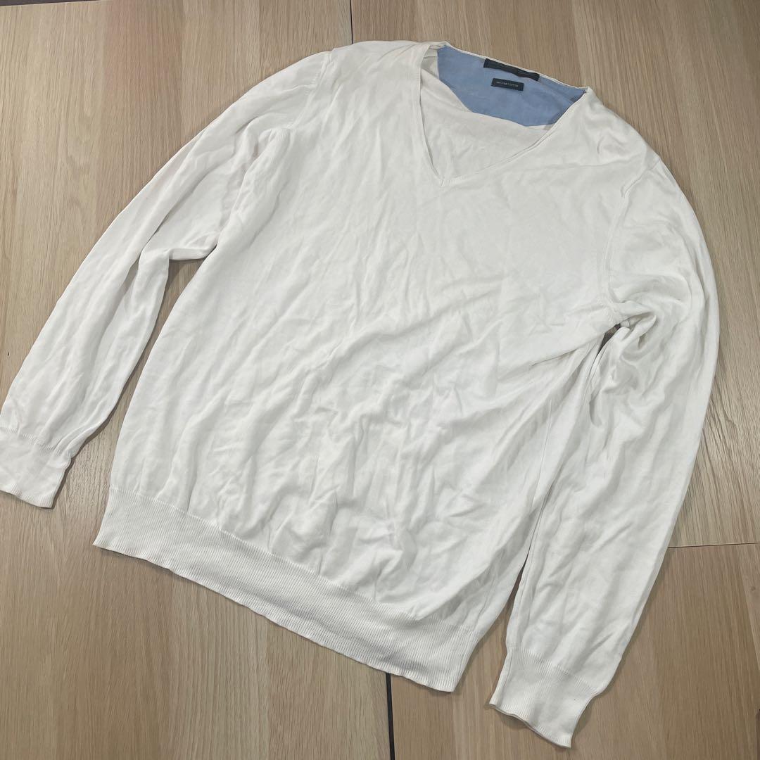ZARA MAN ザラ マン Vネック コットンニット XL ホワイト — image 2