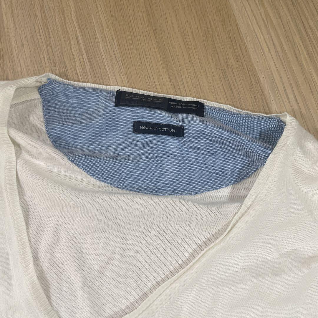ZARA MAN ザラ マン Vネック コットンニット XL ホワイト — image 3