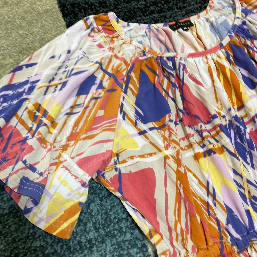 新品　Talbots M マルチカラー 半袖 ひざ丈ワンピース — image 5