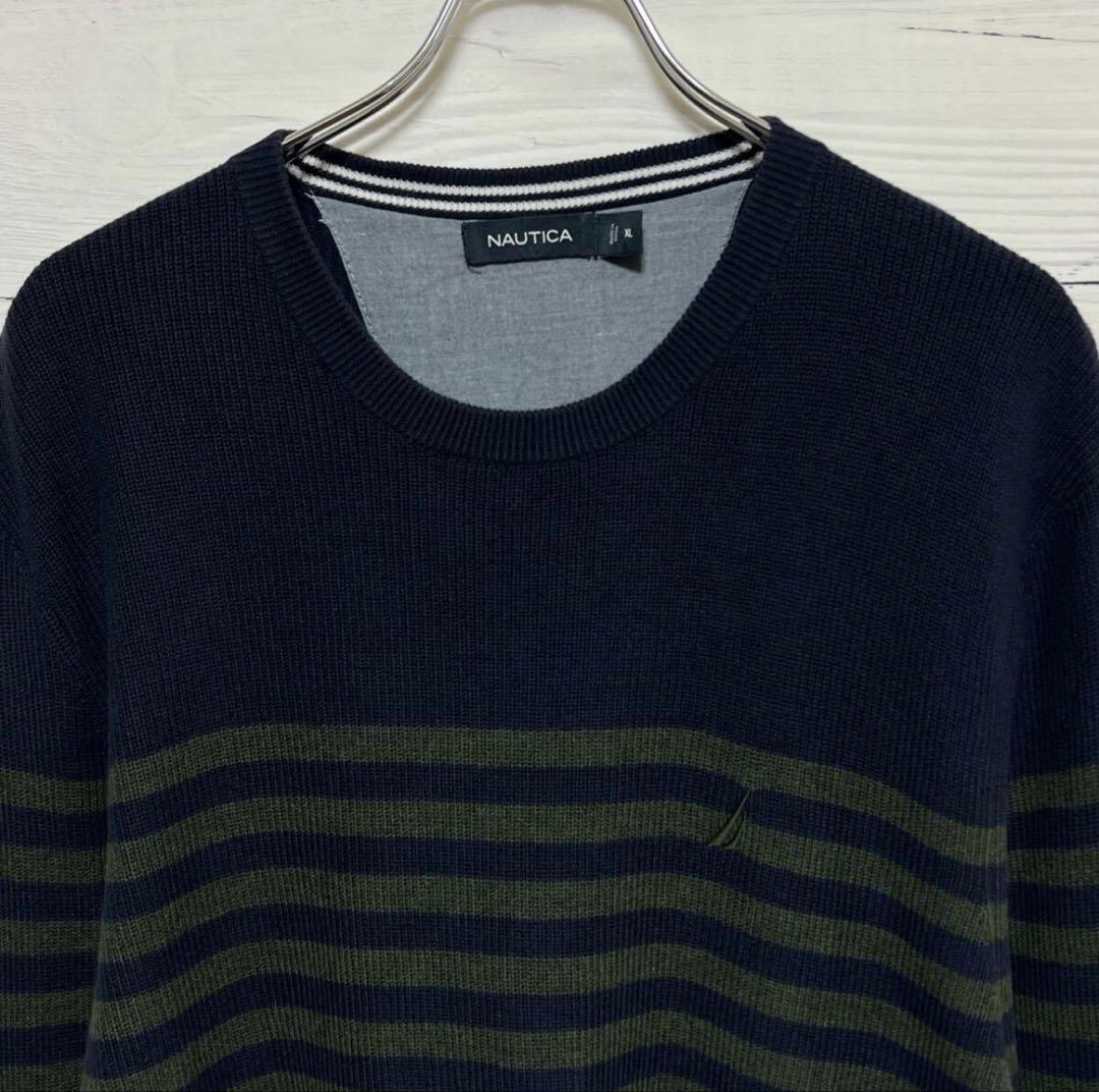 NAUTICA ノーティカ コットンニット セーター ボーダー XL ゆるだぼ — image 3